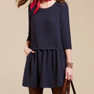 Sezane 'Anna' Drop Waist Navy Dress